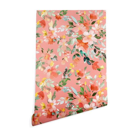 Ninola Design Summer Oleander Floral Coral Wallpaper