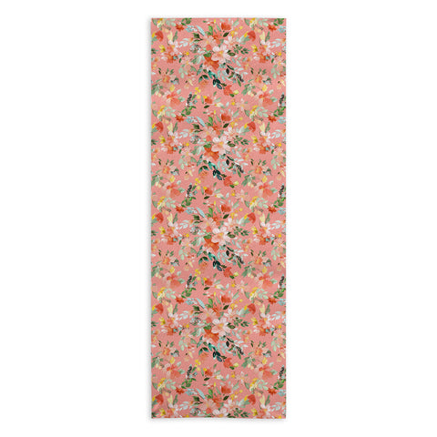 Ninola Design Summer Oleander Floral Coral Yoga Towel