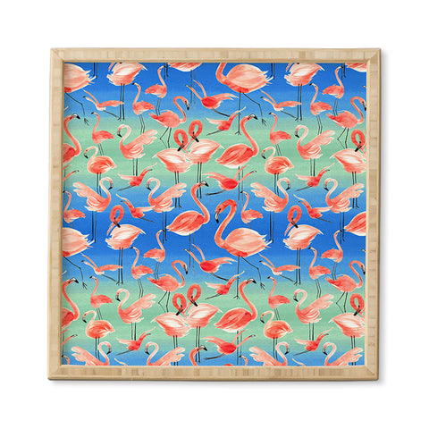 Ninola Design Summer pink flamingo birds Framed Wall Art
