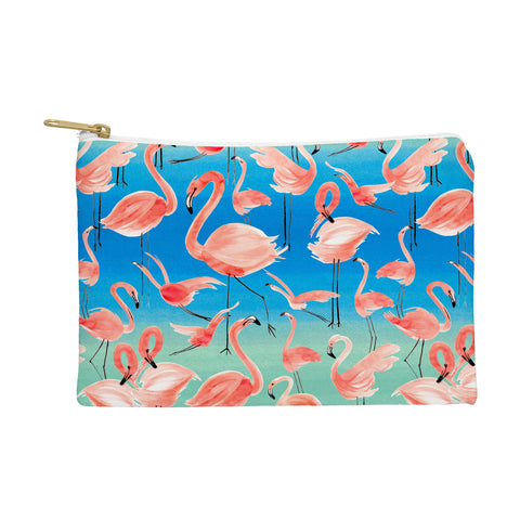 Ninola Design Summer pink flamingo birds Pouch