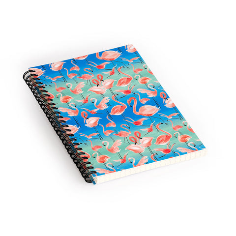 Ninola Design Summer pink flamingo birds Spiral Notebook