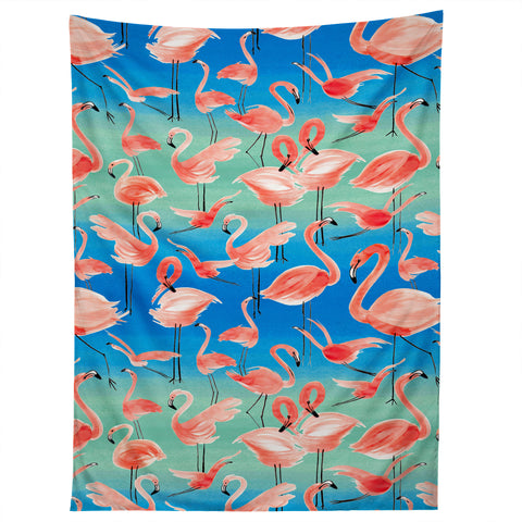 Ninola Design Summer pink flamingo birds Tapestry