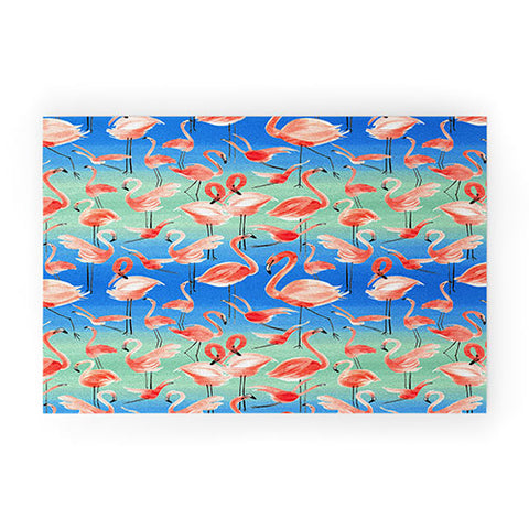 Ninola Design Summer pink flamingo birds Welcome Mat