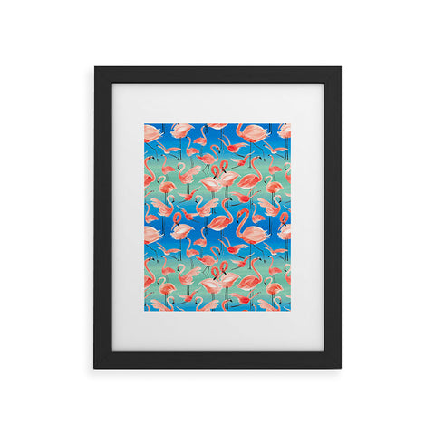 Ninola Design Summer pink flamingo birds Framed Art Print