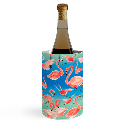 Ninola Design Summer pink flamingo birds Wine Chiller