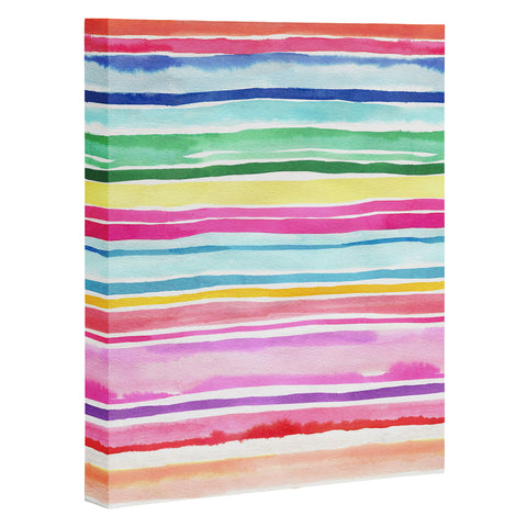 Ninola Design Summer Stripes Watercolor Art Canvas