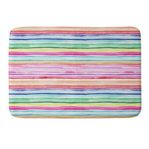 Ninola Design Summer Stripes Watercolor Memory Foam Bath Mat