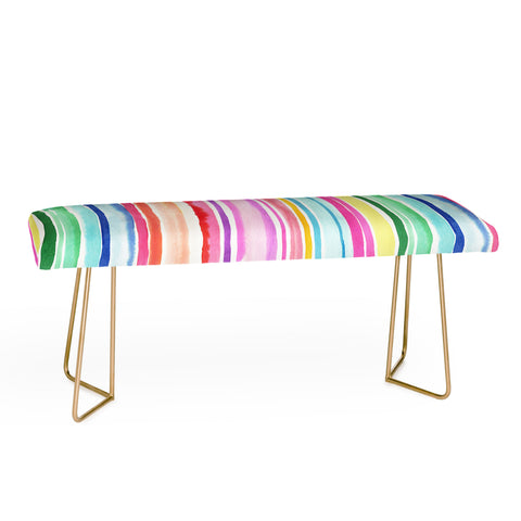 Ninola Design Summer Stripes Watercolor Bench