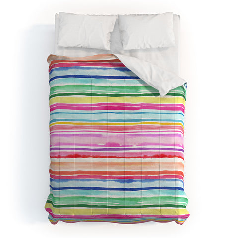 Ninola Design Summer Stripes Watercolor Comforter