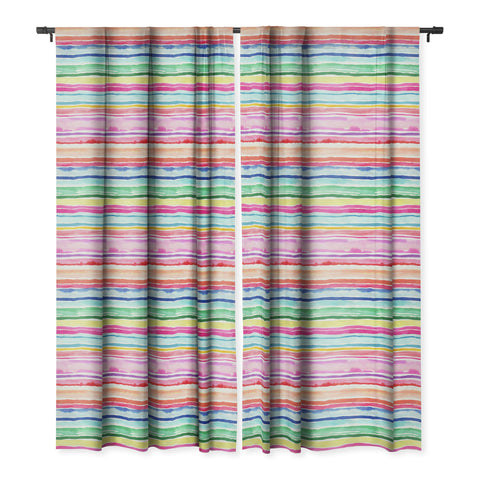 Ninola Design Summer Stripes Watercolor Blackout Window Curtain