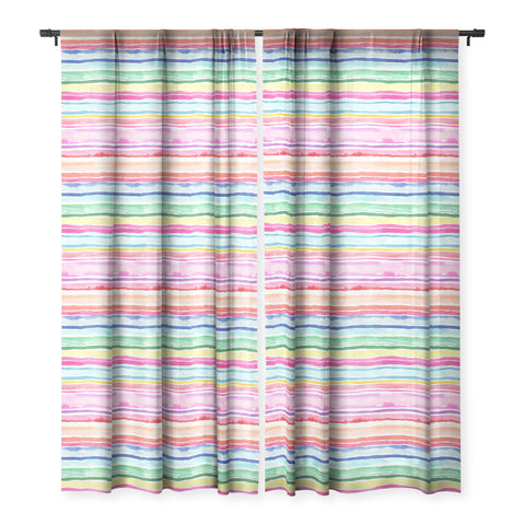Ninola Design Summer Stripes Watercolor Sheer Window Curtain