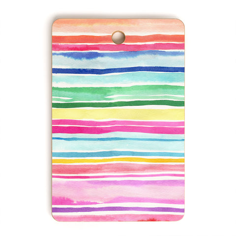 Ninola Design Summer Stripes Watercolor Cutting Board Rectangle