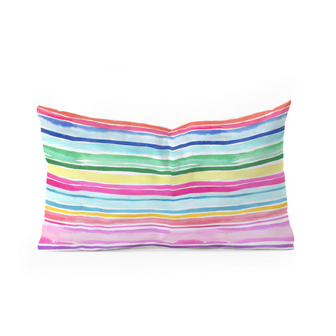 Ninola Design Summer Stripes Watercolor Oblong Throw Pillow