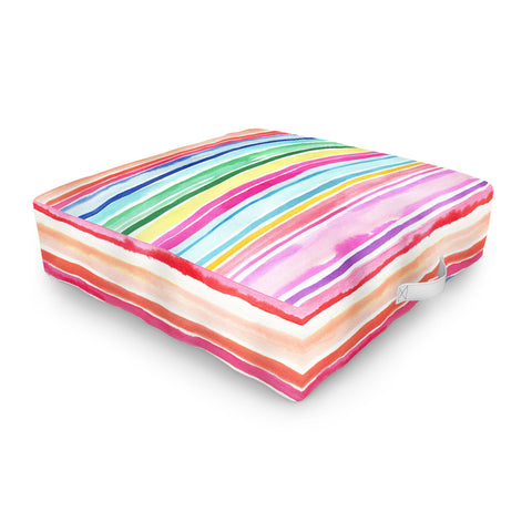 Ninola Design Summer Stripes Watercolor Outdoor Floor Cushion