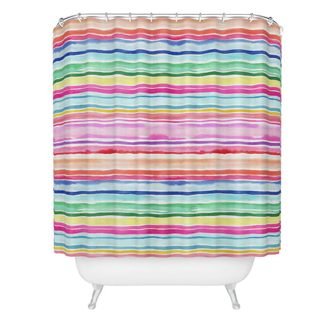 Ninola Design Summer Stripes Watercolor Shower Curtain