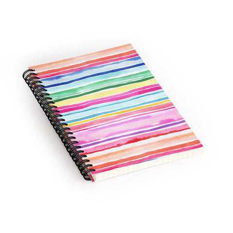 Ninola Design Summer Stripes Watercolor Spiral Notebook