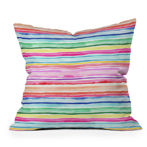 Ninola Design Summer Stripes Watercolor Throw Pillow