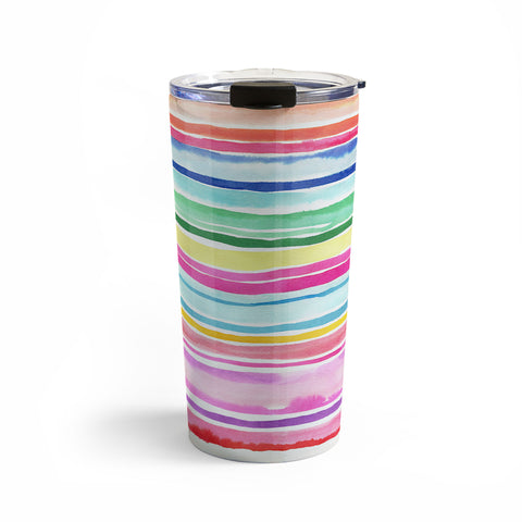 Ninola Design Summer Stripes Watercolor Travel Mug