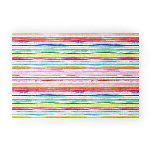 Ninola Design Summer Stripes Watercolor Welcome Mat