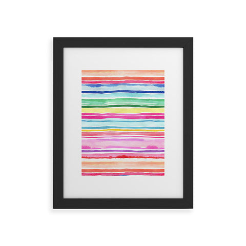 Ninola Design Summer Stripes Watercolor Framed Art Print