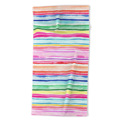 Ninola Design Summer Stripes Watercolor Beach Towel