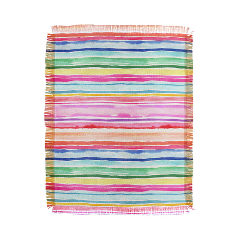 Ninola Design Summer Stripes Watercolor Throw Blanket