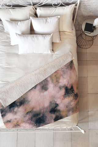 Ninola Design Sun baked desert watercolor Fleece Throw Blanket