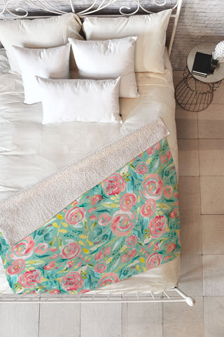 Ninola Design Sweet Floral Bouquet Fleece Throw Blanket