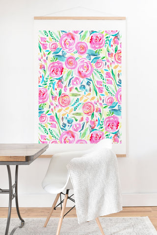 Ninola Design Sweet Pastel Floral Bouquet Art Print And Hanger