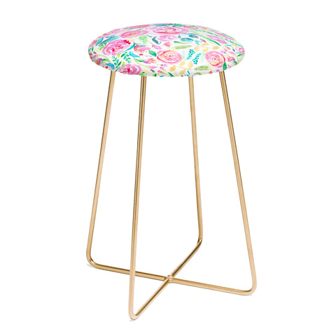 Ninola Design Sweet Pastel Floral Bouquet Counter Stool