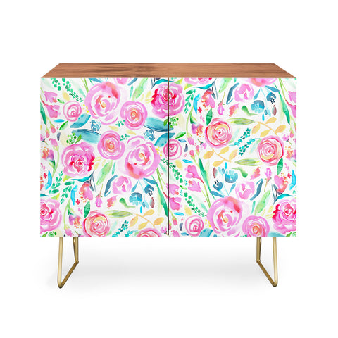 Ninola Design Sweet Pastel Floral Bouquet Credenza
