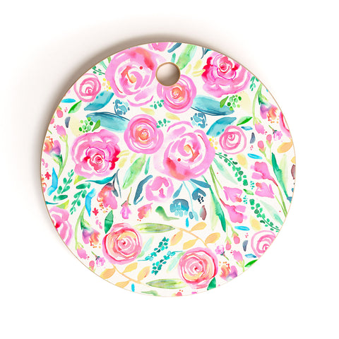 Ninola Design Sweet Pastel Floral Bouquet Cutting Board Round