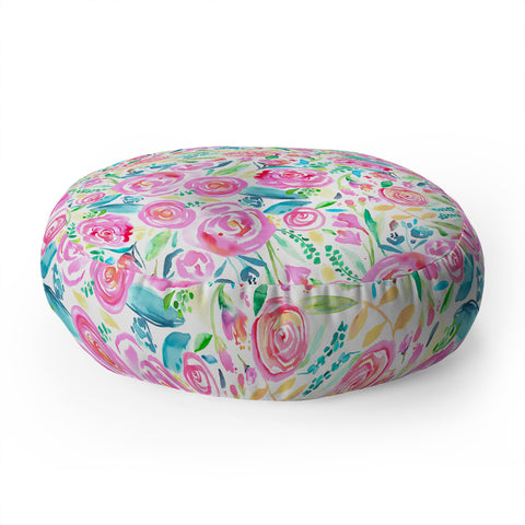Ninola Design Sweet Pastel Floral Bouquet Floor Pillow Round