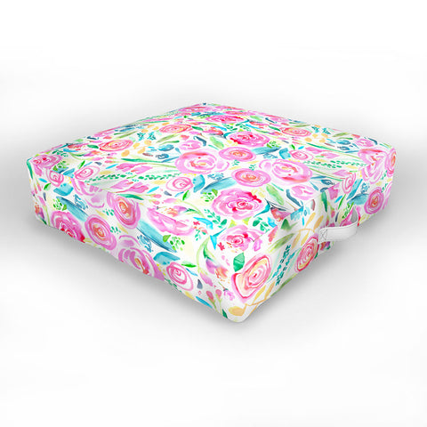 Ninola Design Sweet Pastel Floral Bouquet Outdoor Floor Cushion