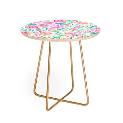 Ninola Design Sweet Pastel Floral Bouquet Round Side Table