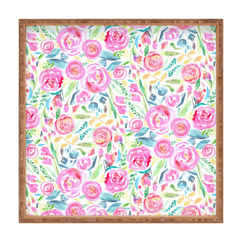 Ninola Design Sweet Pastel Floral Bouquet Square Tray