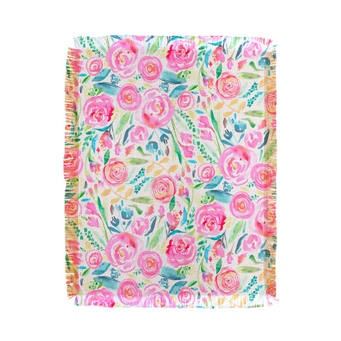 Ninola Design Sweet Pastel Floral Bouquet Throw Blanket