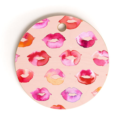 Ninola Design Sweet Pink Lips Cutting Board Round