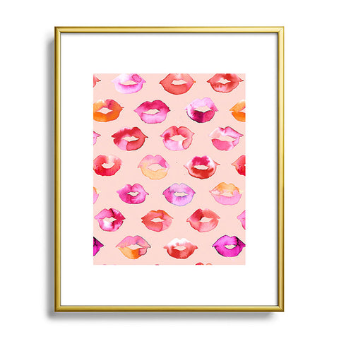 Ninola Design Sweet Pink Lips Metal Framed Art Print