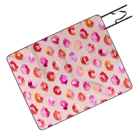 Ninola Design Sweet Pink Lips Picnic Blanket