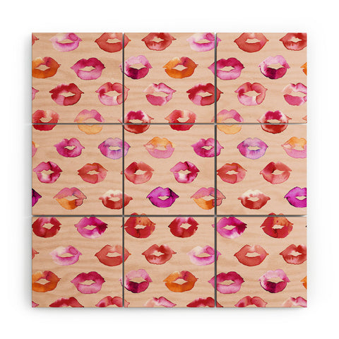 Ninola Design Sweet Pink Lips Wood Wall Mural