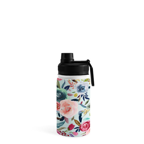 Ninola Design Sweet Romance Flowers Blue Water Bottle