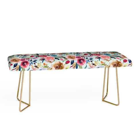 Ninola Design Sweet Romance Flowers Blue Bench