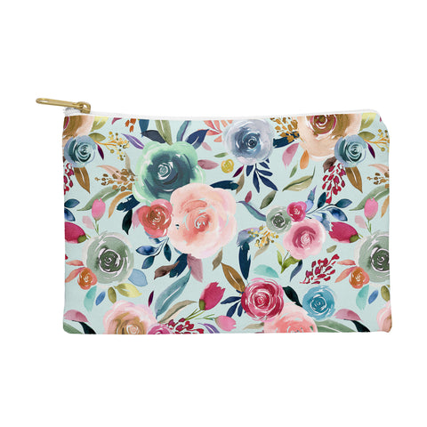 Ninola Design Sweet Romance Flowers Blue Pouch