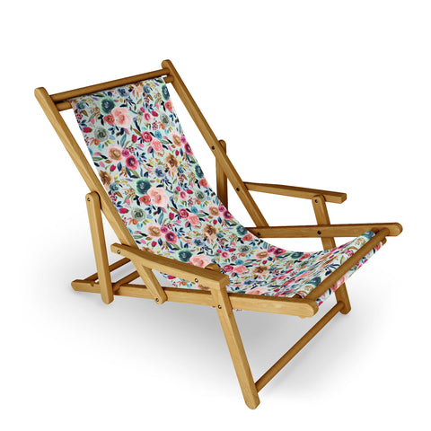 Ninola Design Sweet Romance Flowers Blue Sling Chair