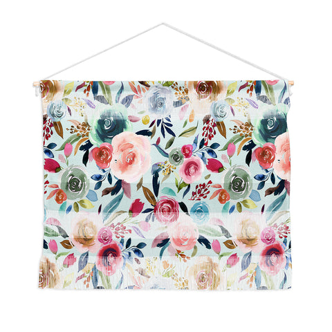 Ninola Design Sweet Romance Flowers Blue Wall Hanging Landscape