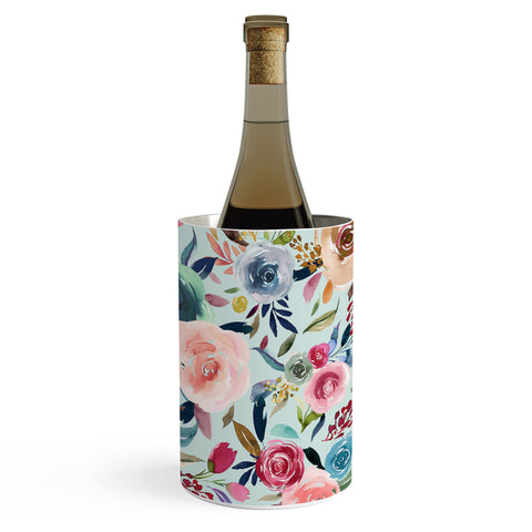 Ninola Design Sweet Romance Flowers Blue Wine Chiller