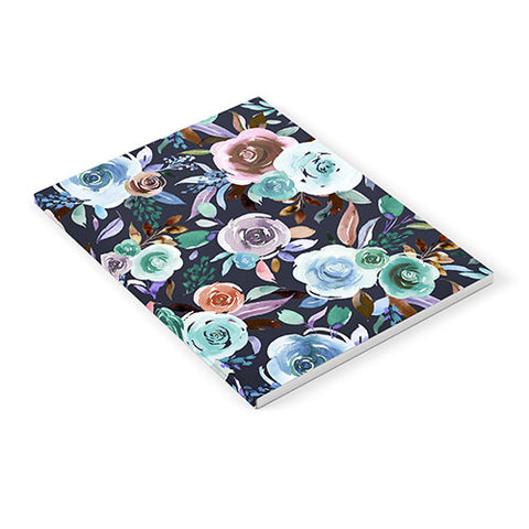 Ninola Design Sweet Romance Flowers Navy Notebook