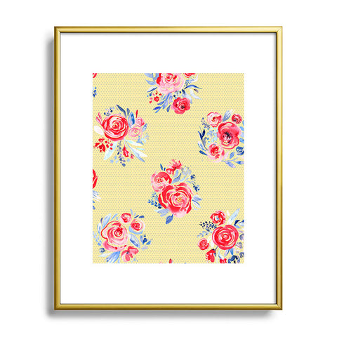Ninola Design Sweet Roses Bloom Bouquet Metal Framed Art Print