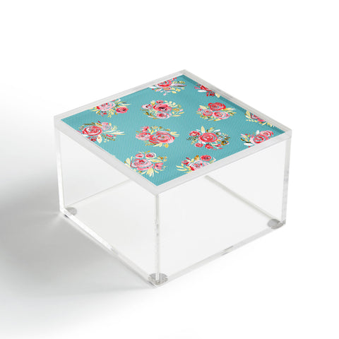 Ninola Design Sweet Roses Blooms Blue Acrylic Box